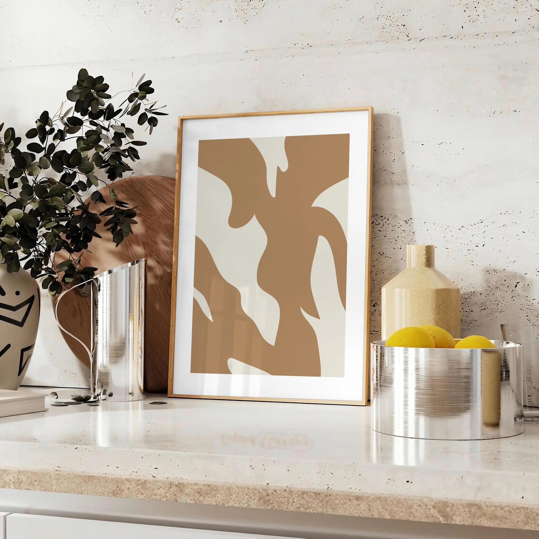 decor Bohemian Shape Poster earthy gray brown tones captivating wall art piece modern aesthetics boho charm perfect gift personal treasure A4 cm A0 formats