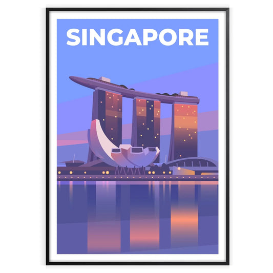 Singapore vibrant culture stunning travel poster striking red gray color palette wall art thoughtful gift artwork touch elegance space unframed version captivating print