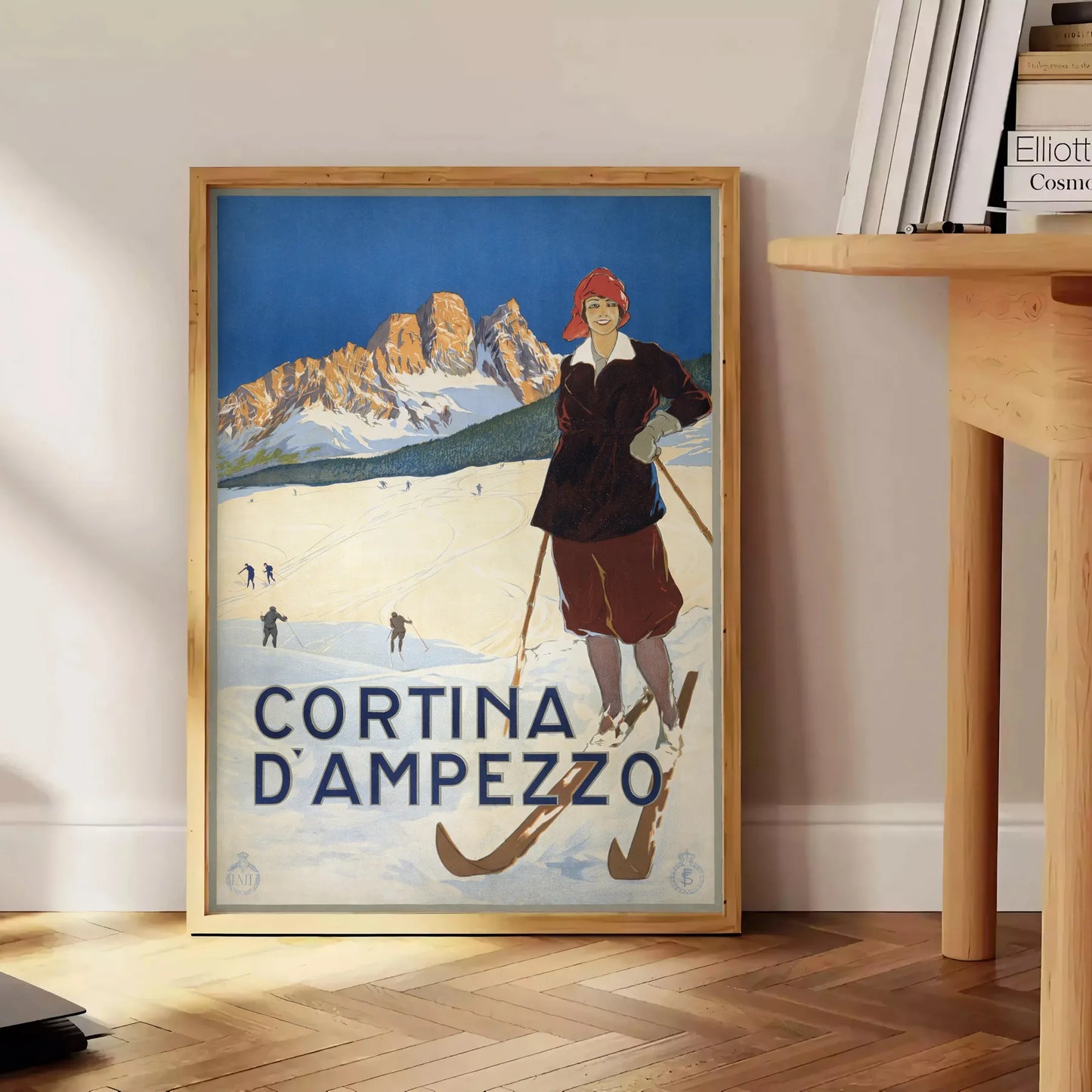 space captivating ski travel art poster vibrant green blue hues wall enthusiasts ideal unique gift adventure glance available A4 cm A0