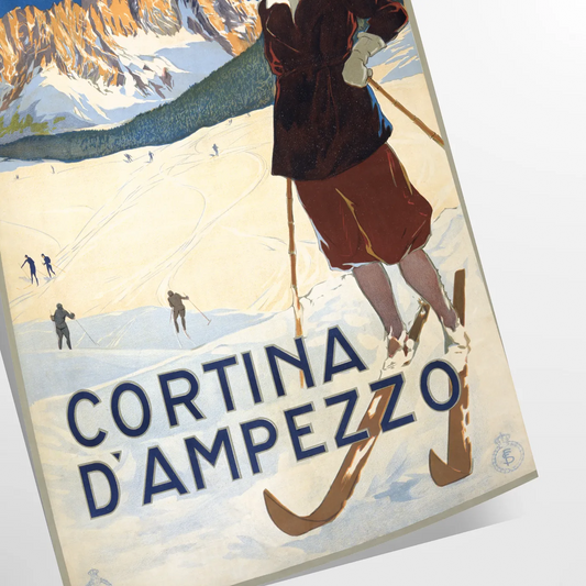 space captivating ski travel art poster vibrant green blue hues wall enthusiasts ideal unique gift adventure glance available A4 cm A0