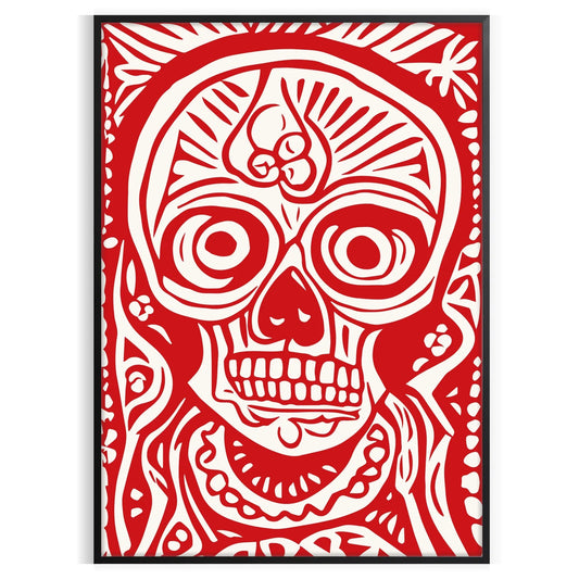 space striking skull poster rich brown red hues wall art unique gift print bold touch room various sizes A4 cm A0