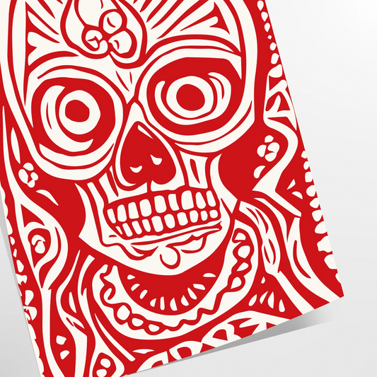 space striking skull poster rich brown red hues wall art unique gift print bold touch room various sizes A4 cm A0