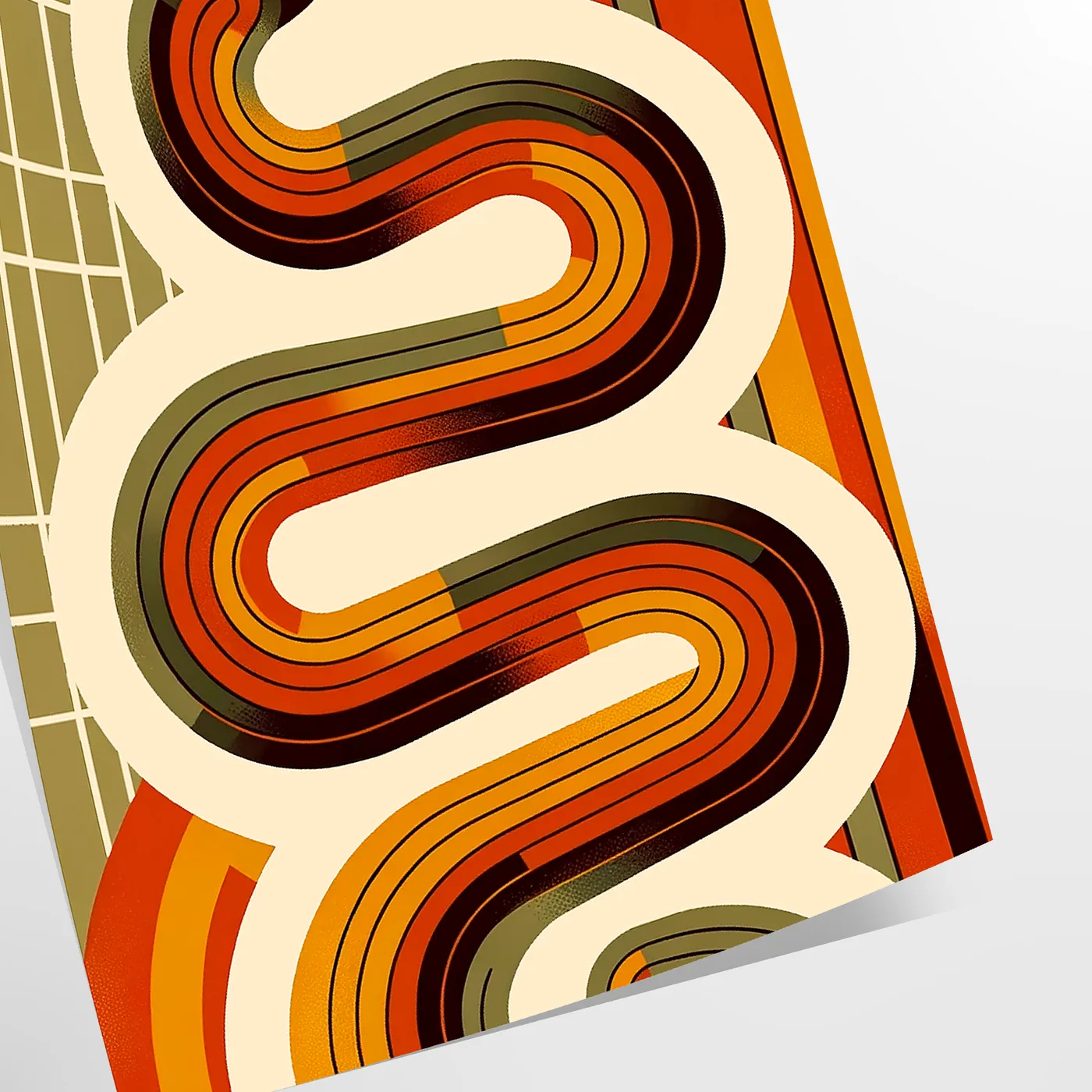 touch nostalgia space midcentury snake poster vibrant orange red hues unique wall art room standout piece thoughtful gift unframed edition decor