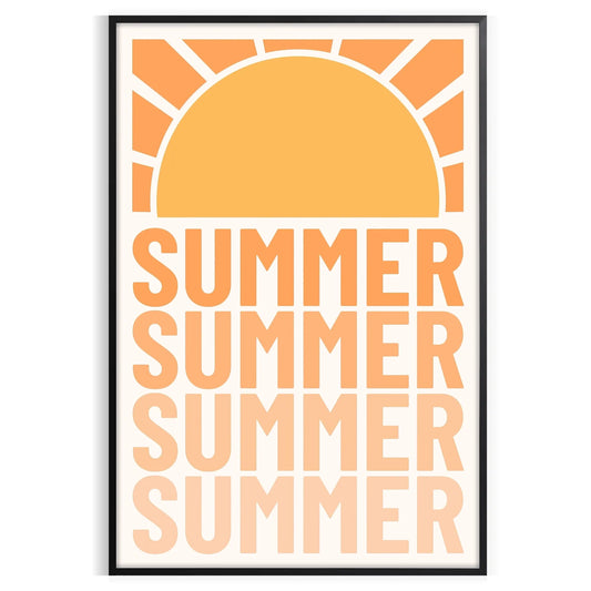 space summer vibes stunning graphic art poster warm browns vibrant yellows wall unforgettable gift room eye print A4 cm A0 sizes