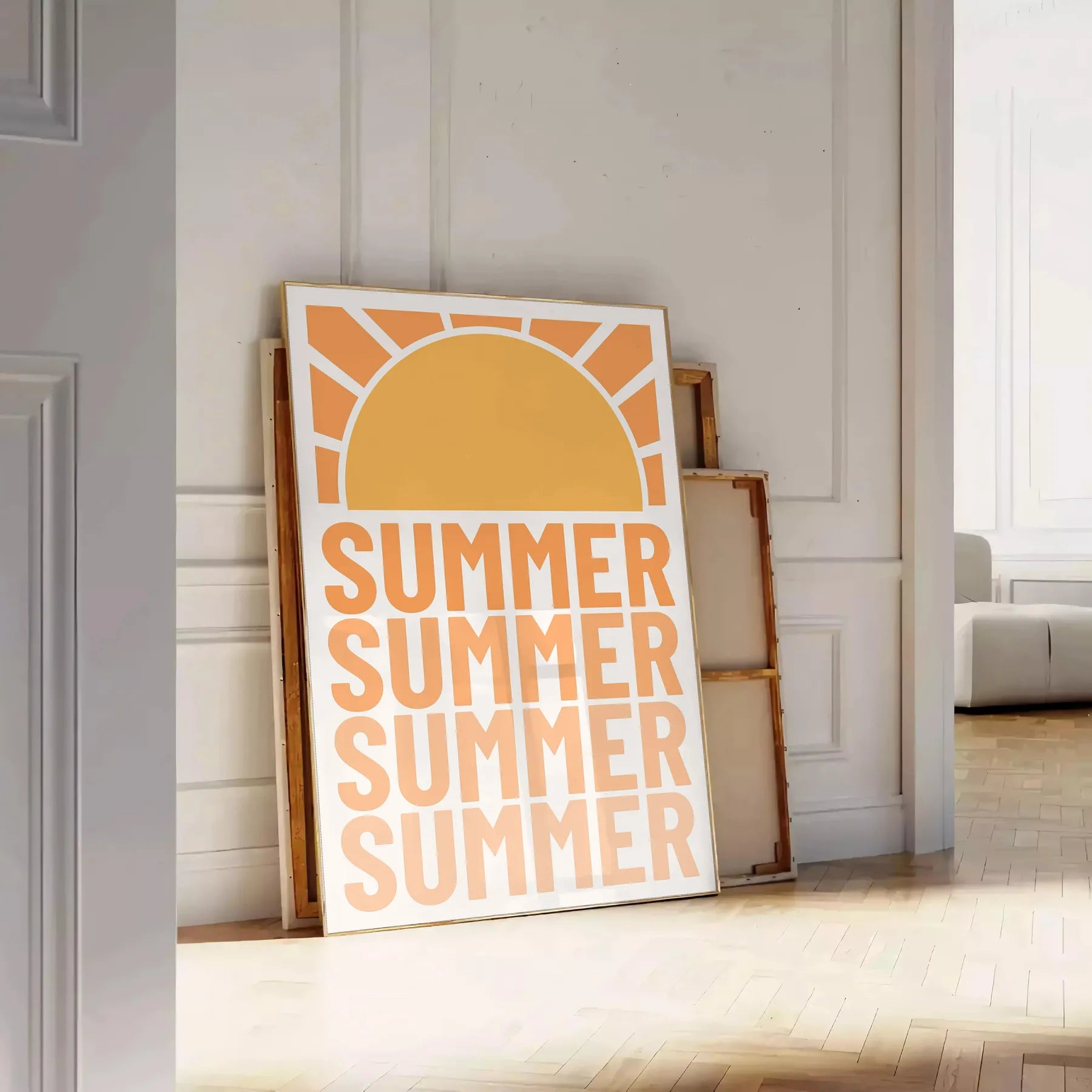 space summer vibes stunning graphic art poster warm browns vibrant yellows wall unforgettable gift room eye print A4 cm A0 sizes