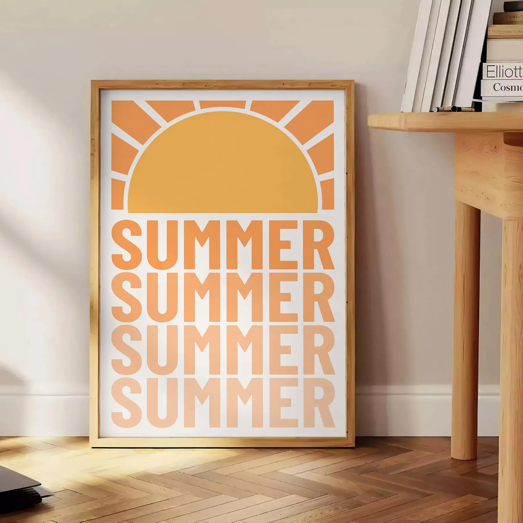space summer vibes stunning graphic art poster warm browns vibrant yellows wall unforgettable gift room eye print A4 cm A0 sizes