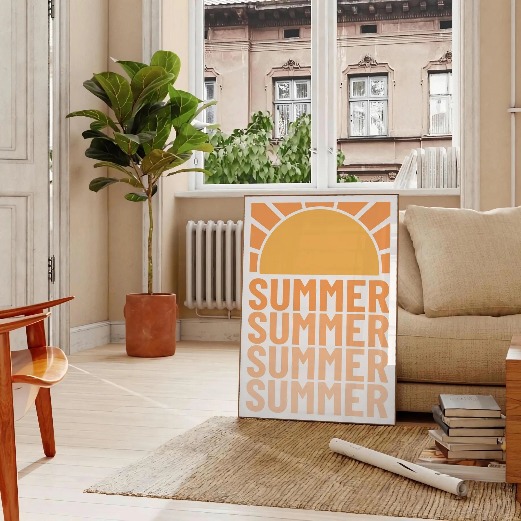 space summer vibes stunning graphic art poster warm browns vibrant yellows wall unforgettable gift room eye print A4 cm A0 sizes