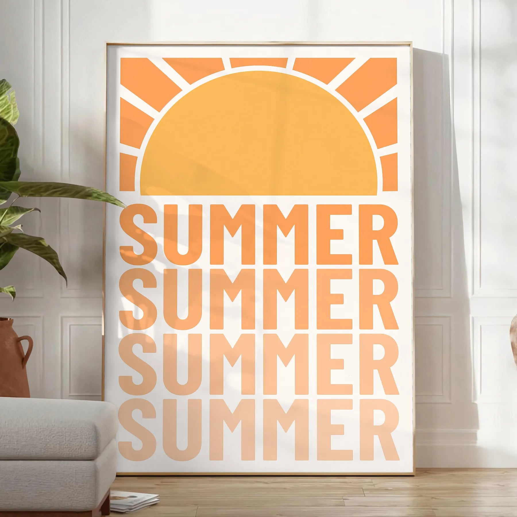 space summer vibes stunning graphic art poster warm browns vibrant yellows wall unforgettable gift room eye print A4 cm A0 sizes