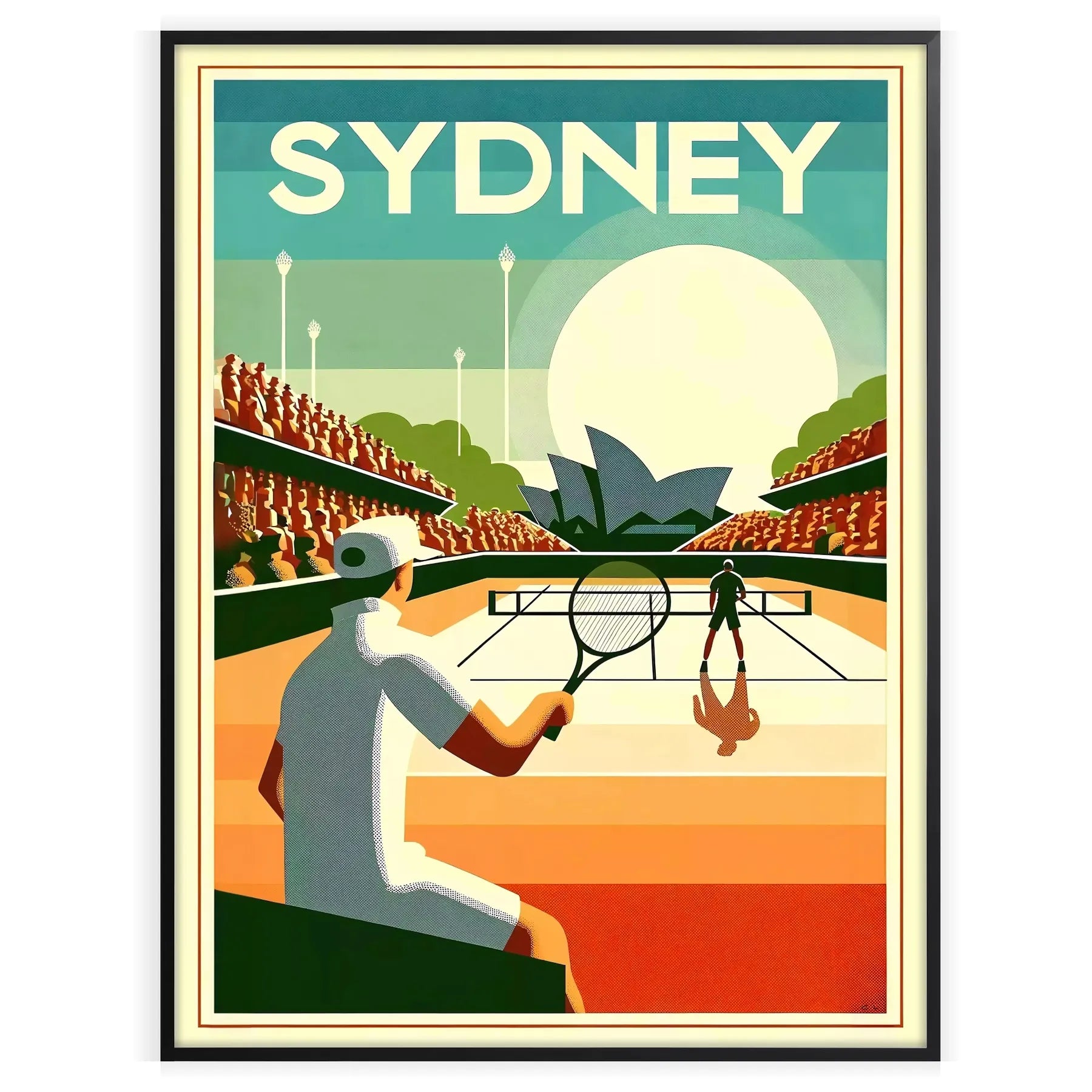 Retro Sydney Vintage tennis print celebrating iconic Grand Slam tournaments worldwide