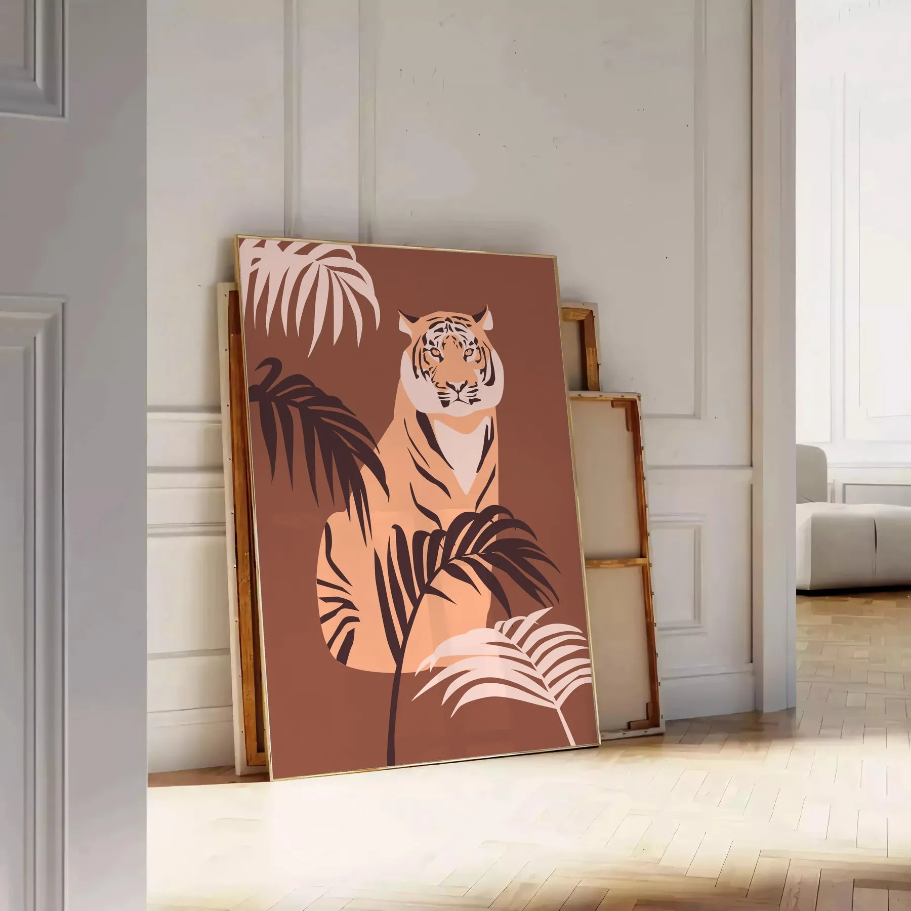 allure tiger animal art poster stunning gray green hues captivating wall print perfect nature enthusiasts extraordinary gift space artwork available loose