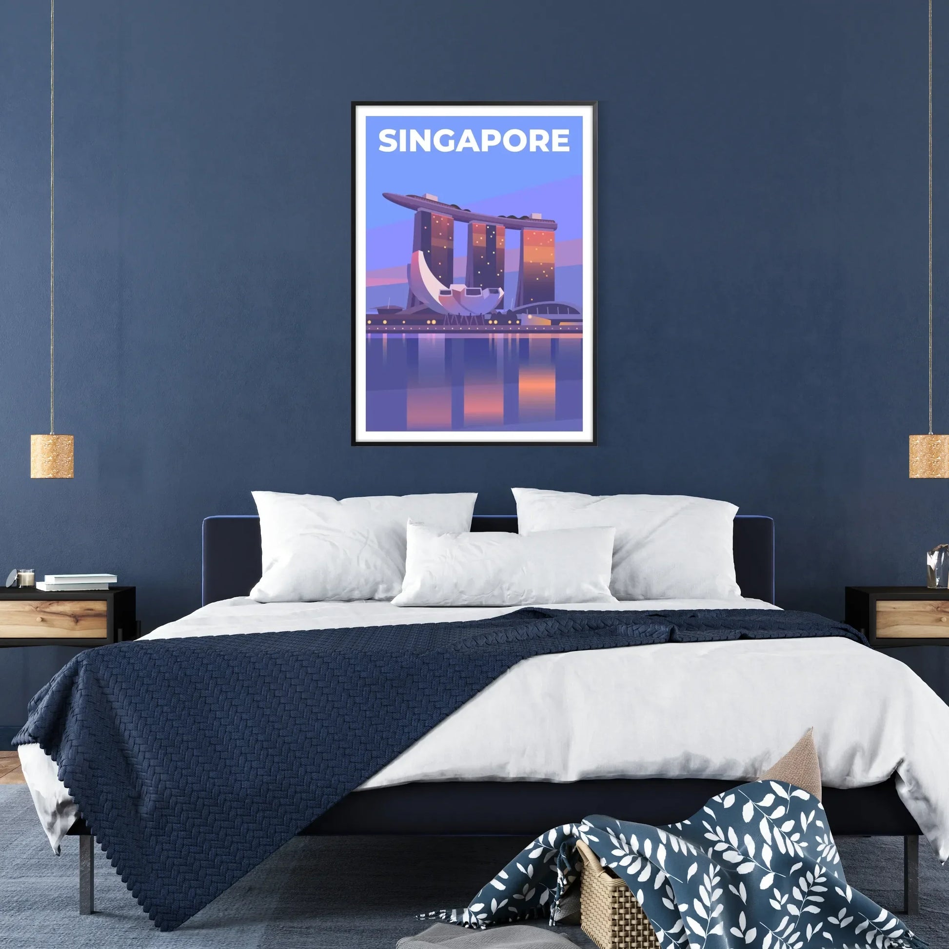 Singapore vibrant culture stunning travel poster striking red gray color palette wall art thoughtful gift artwork touch elegance space unframed version captivating print