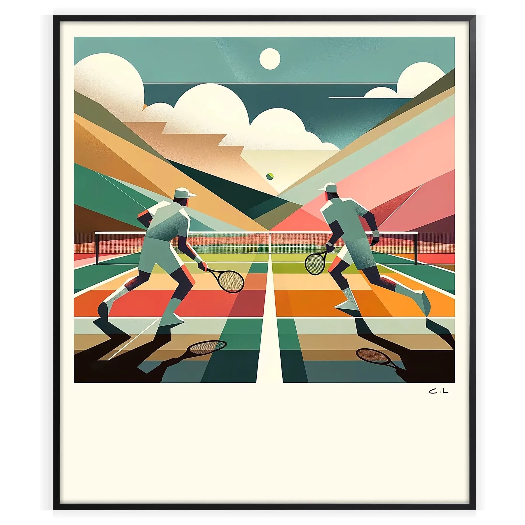 Art Deco Vintage tennis poster Grand Slam tournament