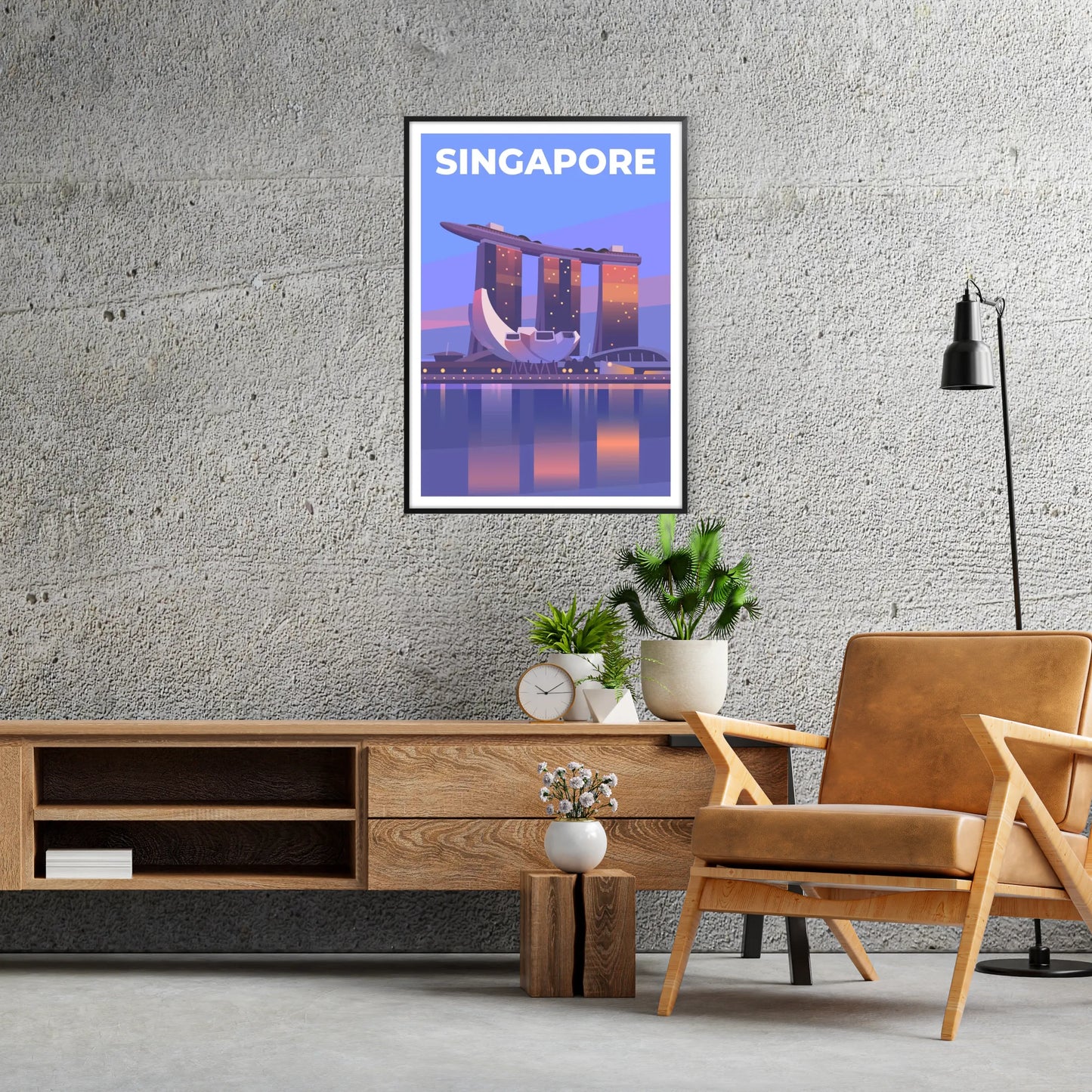 Singapore vibrant culture stunning travel poster striking red gray color palette wall art thoughtful gift artwork touch elegance space unframed version captivating print