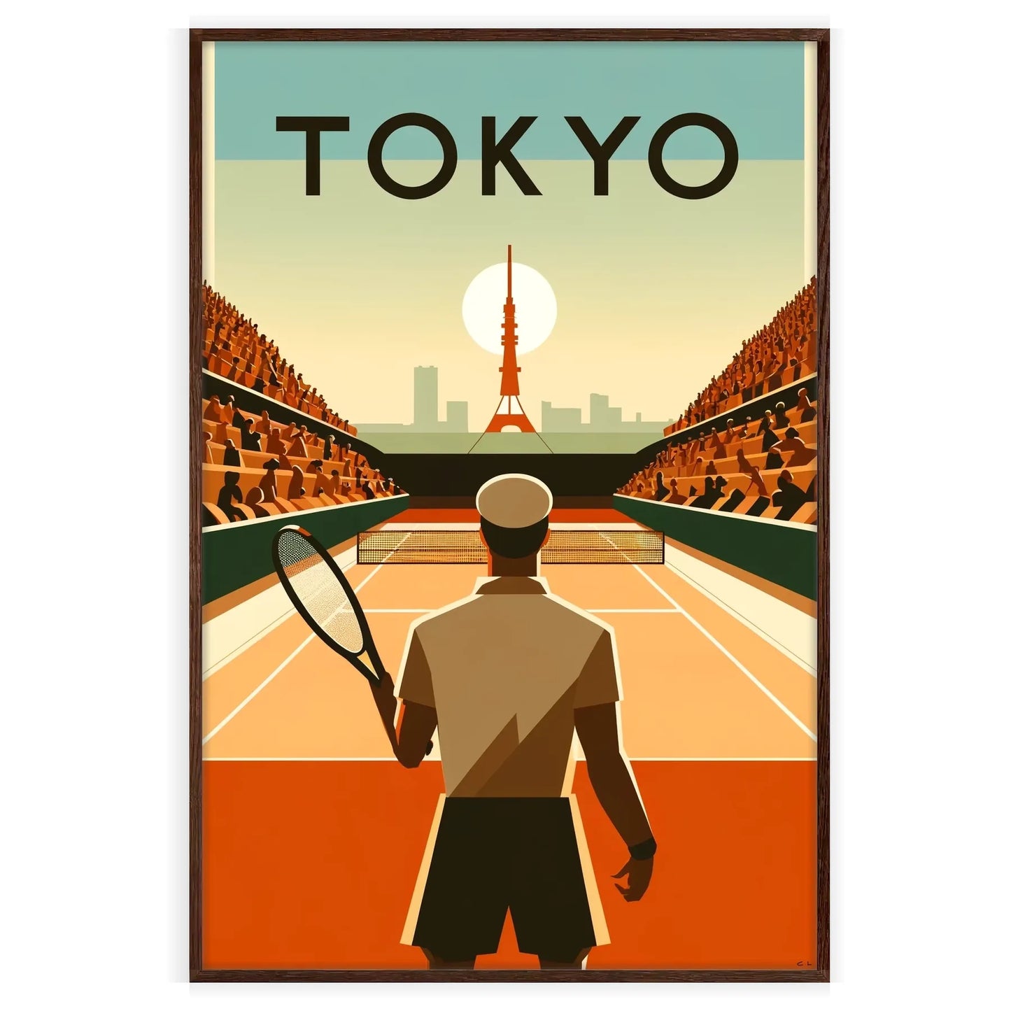 Classic Tokyo tennis design capturing the spirit of global Grand Slam tournament elegant living room interior framed print