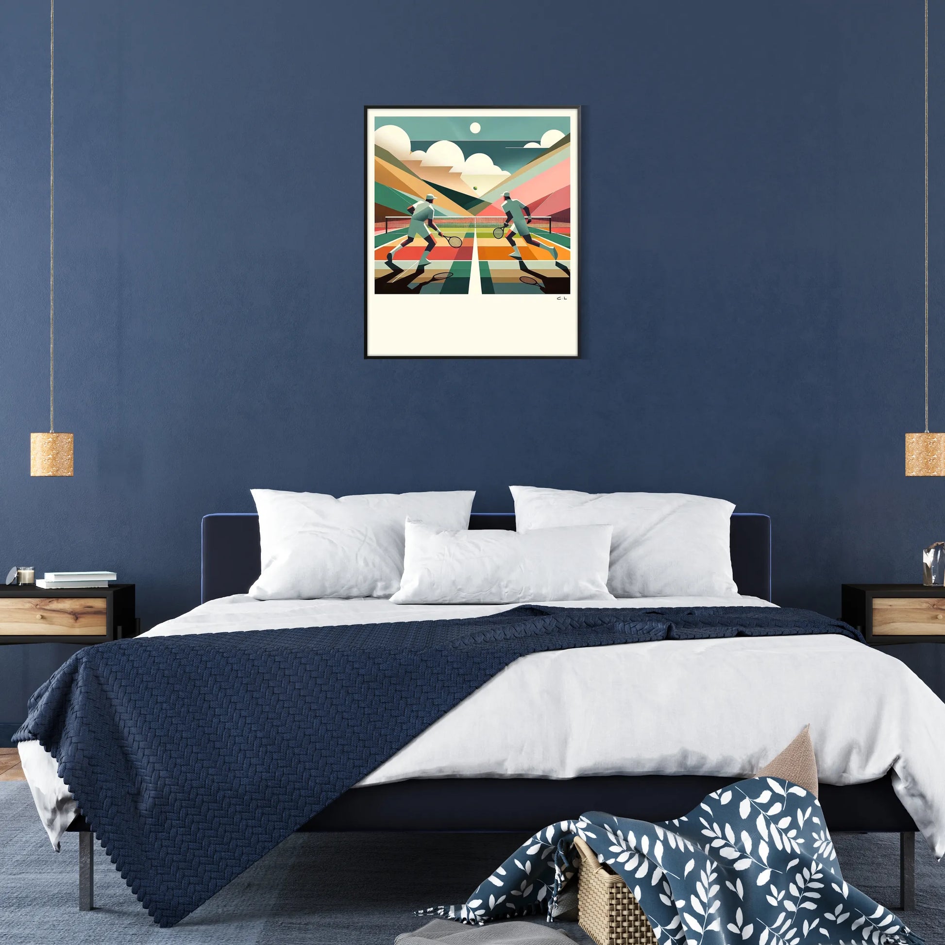 Elegant Vintage tennis artwork perfect for any sports enthusiast elegant living room interior framed print